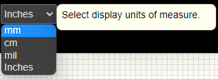 Select box for displa units of measure.